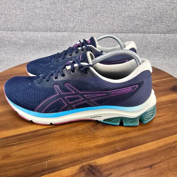 ASICS Gel-Nimbus 24 Women's Running Shoes Navy Purple Teal Size 10 1012A724 - Picture 10 of 14
